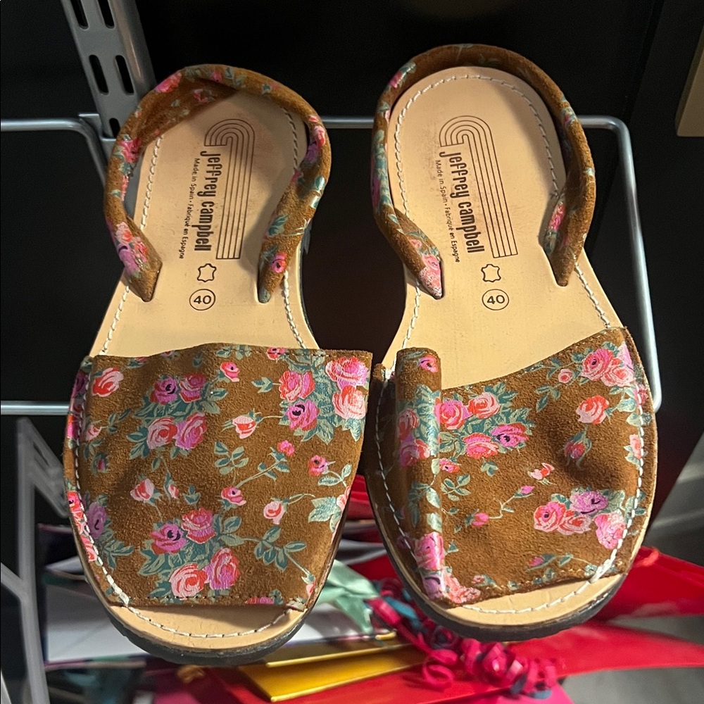 Jeffrey Campbell Brown Floral Sandals